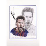 LIONEL MESSI -LIMITED EDITION PRINT BY PAUL TREVILLION HAND SIGNED BY MESSI