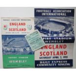1955 ENGLAND V SCOTLAND PROGRAMME, TICKET & SONGSHEET - DUNCAN EDWARDS DEBUT FOR ENGLAND