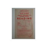 1949 READING V BOURNEMOUTH BRITISH RAIL HANDBILL