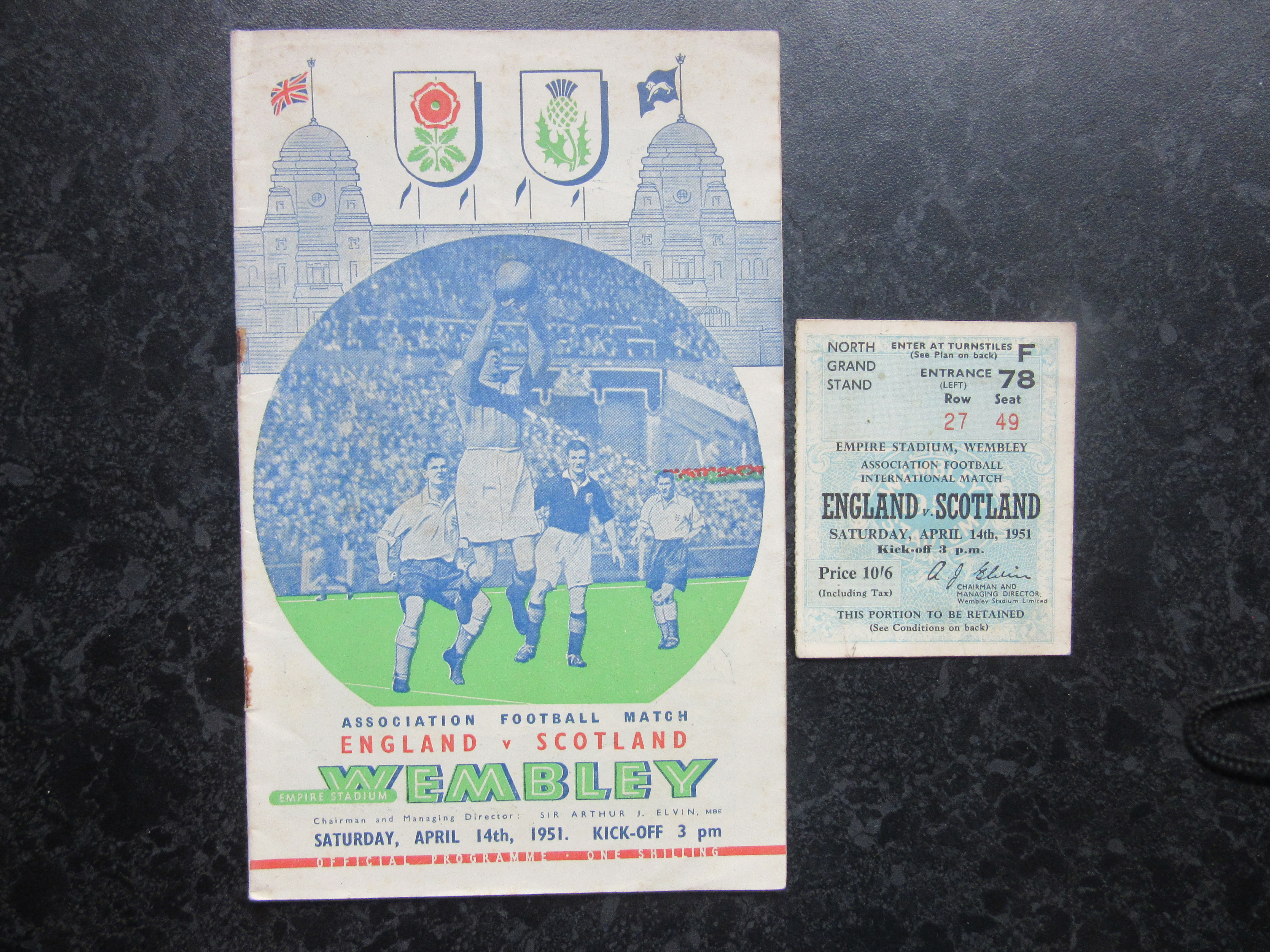 1951 ENGLAND V SCOTLAND - PROGRAMME & TICKET