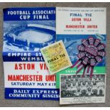 1957 FA CUP FINAL A.VILLA V MANCHESTER UNITED - PROGRAMME, TICKET, SONGSHEET, VILLA CARD ROSETTE