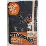 1934-35 LITTLEWOODS FOOTBALL ANNUAL - ARSENAL, GRIMSBY, BARNSLEY, DARLINGTON, MAN CITY, G.RANGERS