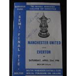 1966 FA CUP SEMI-FINAL EVERTON V MANCHESTER UNITED HAND SIGNED BY NOBBY STYLES & JACK COMPTON