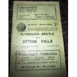 1936-37 PLYMOUTH ARGYLE V ASTON VILLA