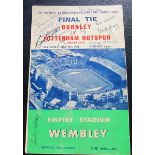 1962 FA CUP FINAL BURNLEY V TOTTENHAM SIGNED BY 7 SPURS PLAYERS