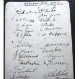 ARSENAL 1930-31 LEAGUE CHAMPIONS AUTOGRAPHED ALBUM PAGE