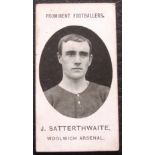 WOOLWICH ARSENAL TADDY CIGARETTE CARD - J. SATTERTHWAITE