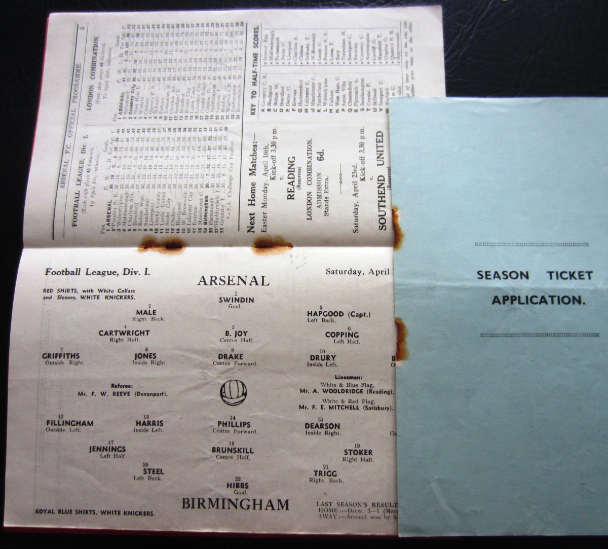 1937-38 ARSENAL V BIRMINGHAM