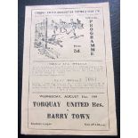 1949-50 TORQUAY UNITED RESERVES V BARRY TOWN