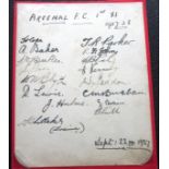 ARSENAL - VINTAGE AUTOGRAPHED ALBUM PAGE 1927-28