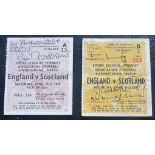 ENGLAND V SOTLAND 1957 & 1959 AUTOGRAPHED TICKETS