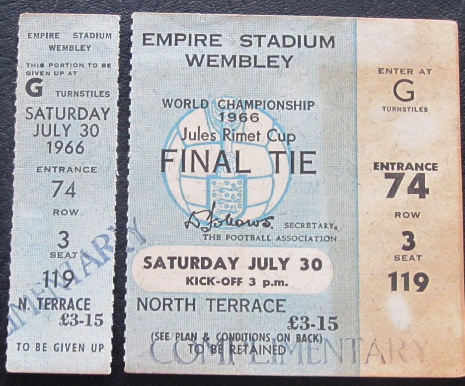 1966 WORLD CUP FINAL COMPETE TICKET