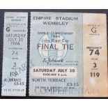 1966 WORLD CUP FINAL COMPETE TICKET