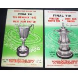 WEST HAM - 1964 FA CUP & 1965 ECWC PROGRAMMES BOTH SIGNED BY RON GREENWOOD