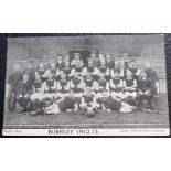 BURNLEY - ORIGINAL TEAM POSTCARD 1912-13