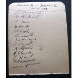 1929 IRELAND V ENGLAND AUTOGRAPH PAGES FULLY SIGNED BY BOTH TEAMS