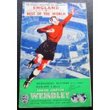 1953 ENGLAND V REST OF THE WORLD PROGRAMME HAND SIGNED