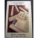 1957 LIVERPOOL CITY CHARTER CELEBRATIONS - SIGNED BY DUNCAN EDWARDS & DIXIE DEAN + OTHERS