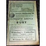 1935-36 PLYMOUTH ARGYLE V BURY