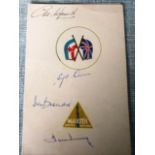 1954 YUGOSLAVIA V ENGLAND AUTOGRAPHED MENU