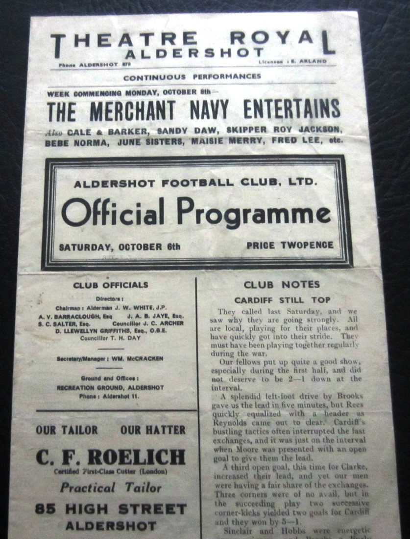 1945-46 ALDERSHOT V TORQUAY UNITED