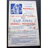 1941 WAR CUP FINAL ARSENAL V PRESTON - FULLY SIGNED BY THE ARSENAL TEAM