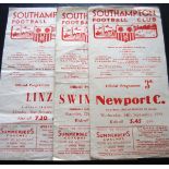 SOUTHAMPTON HOME PROGRAMMES FROM 1950'S X 3