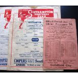 SOUTHAMPTON - 1946-47 HOME & AWAY PROGRAMMES V BRADFORD PA, FULHAM & MILLWALL