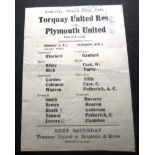 1945-46 TORQUAY UNITED RESERVES V PLYMOUTH UNITED