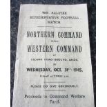 1945 NORTHERN COMMAND V WESTERN COMMAND PLAYED AT ELLAND ROAD LEEDS