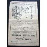 1949-50 TORQUAY UNITED RESERVES V YEOVIL TOWN