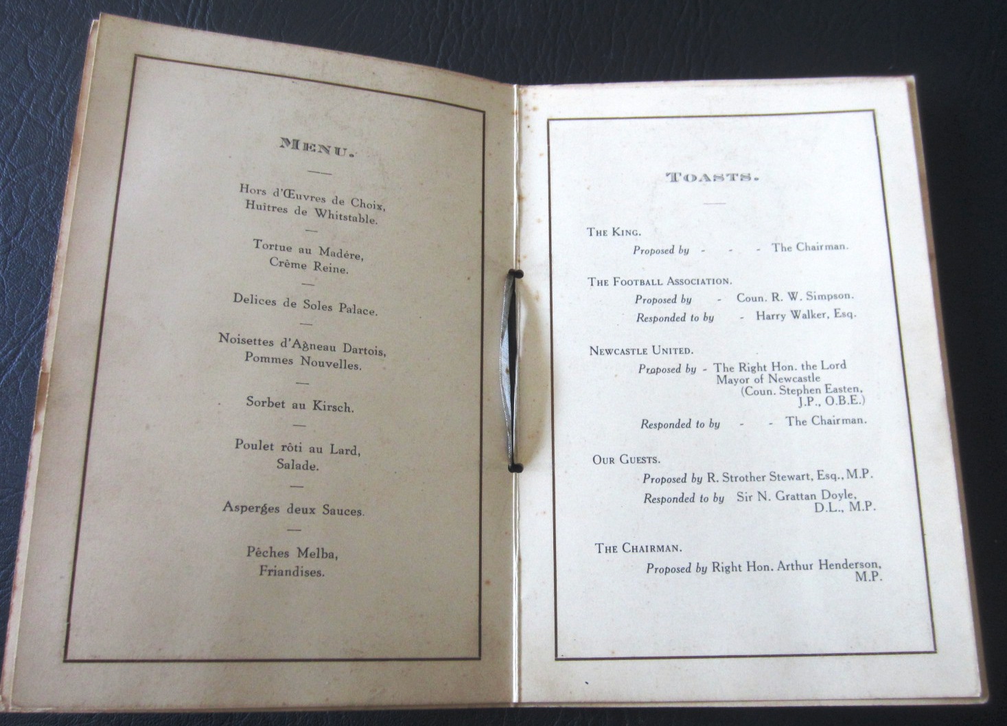 NEWCASTLE - MENU FOR THE 1924 FA CUP FINAL WITH AUTOGRAPHS - Image 2 of 3