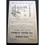 1949-50 TORQUAY UNITED RESERVES V BEDFORD TOWN