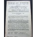 1949-50 TORQUAY UNITED V NEWPORT COUNTY