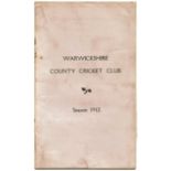 CRICKET - WARWICKSHIRE C.C.C. ANNUAL REPORT 1912