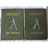 CRICKET OF TODAY AND YESTERDAY BY PERCY CROSS STANDING 2 VOLUMES