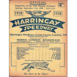 SPEEDWAY - 1938 HARRINGAY V LONDON CHALLENGE TROPHY MATCH