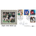 RUGBY UNION 1991 WORLD CUP POSTAL COVER SIGNED BY SCOTLAND'S ANDY IRVINE