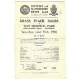 SPEEDWAY - 1946 GRASS TRACK PROGRAMME @ COVENTRY WAR MEMORIAL PARK