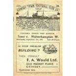 1947/48 GRIMSBY TOWN V WOLVERHAMPTON WANDERERS WOLVES