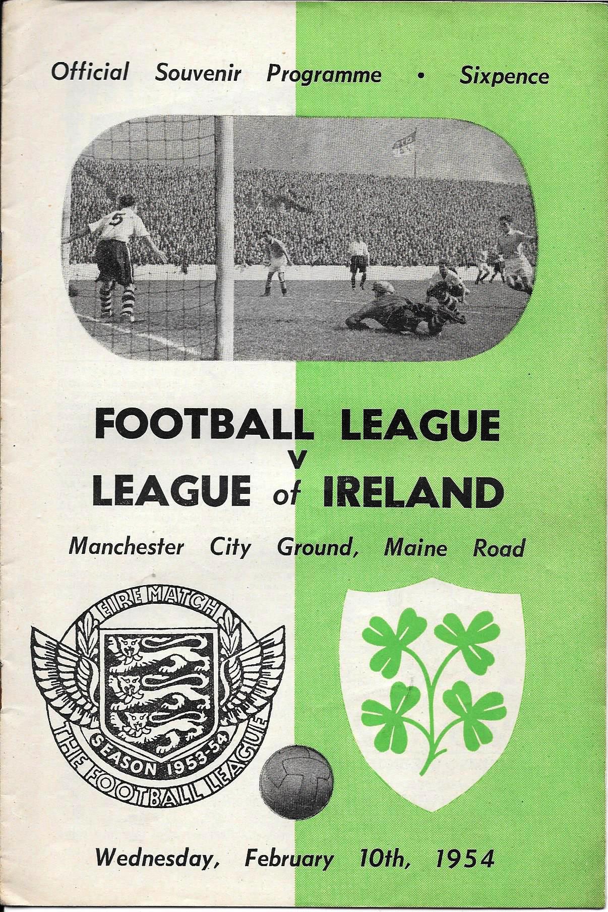 1954 FOOTBALL LGE V LGE OF IRELAND PLAYED AT MANCHESTER CITY