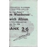 1955-56 WOLVES V WEST BROMWICH ALBION FA CUP 3RD ROUND TICKET
