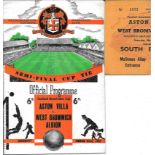 1957 FA CUP S/F ASTON VILLA V WEST BROM AT WOLVES - PROGRAMME & TICKET