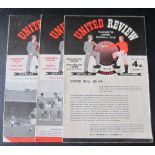 MANCHESTER UNITED 1957-58 HOME PROGRAMMES X 3