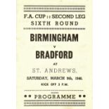 1945/46 F.A. CUP BIRMINGHAM V BRADFORD PARK AVENUE PIRATE