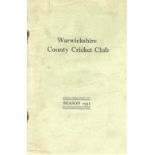 CRICKET - WARWICKSHIRE C.C.C. ANNUAL REPORT 1931