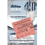 1960 FA CUP SEMI-FINAL A.VILLA V WOLVES AT WEST BROM PROGRAMME & TICKET