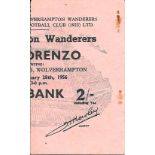 1955-56 WOLVES V SAN LORENZO FRIENDLY TICKET