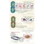 1956 OLYMPICS - UNITED ARAB REPUBLIC FIRST DAY POSTAL COVERS X 3