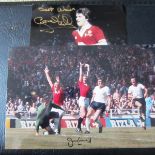 MANCHESTER UNITED 1977 FA CUP FINAL AUTOGRAPHED PHOTO'S OF JIMMY GREENHOFF & GORDON HILL